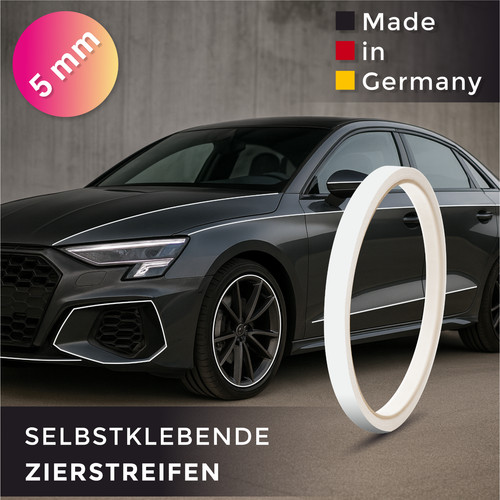 10m 5mm weiß - weiß, zierstreifen